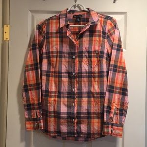 Gap Outlet Plaid Boyfriend Fit Button-Down Shirt
